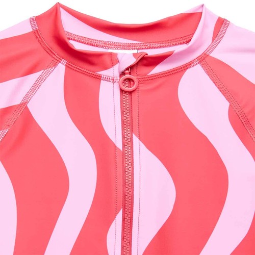 M&S Wave Stripe Long Sleeve Swimsuit, 8-9 Years, Multi
