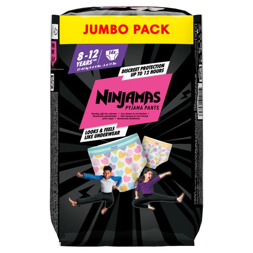 Pampers Ninjamas Pyjama Pants Hearts, 8-12 Years