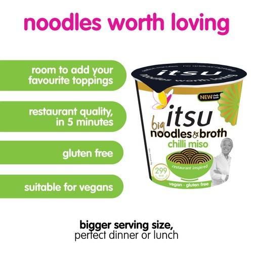 itsu BIG chilli miso instant noodles & broth pot