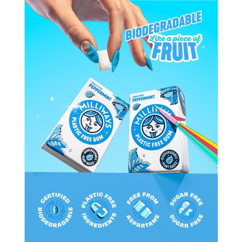 Milliways Peppermint, Plastic Free, Sugar Free Chewing Gum