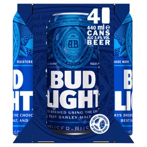 Bud Light Lager Beer Cans 4x440ml