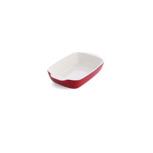 KitchenAid Empire Red Medium 26cm Stoneware Dish with Bamboo Lid