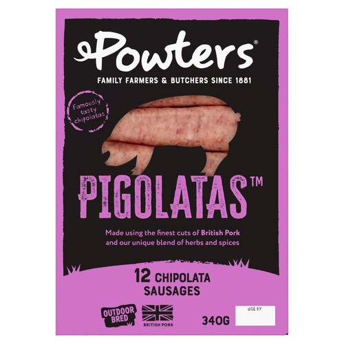 Powters British Outdoor Bred 12 Pigolata Chipolatas