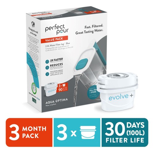Aqua Optima Perfect Pour 2.4L Water Filter Jug 3 Month Pack