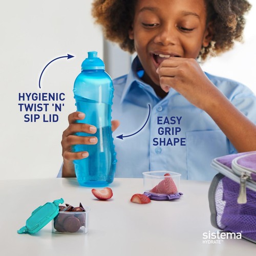 Sistema Hydrate Twist Sip Water Bottle 620ml Pink Leakproof