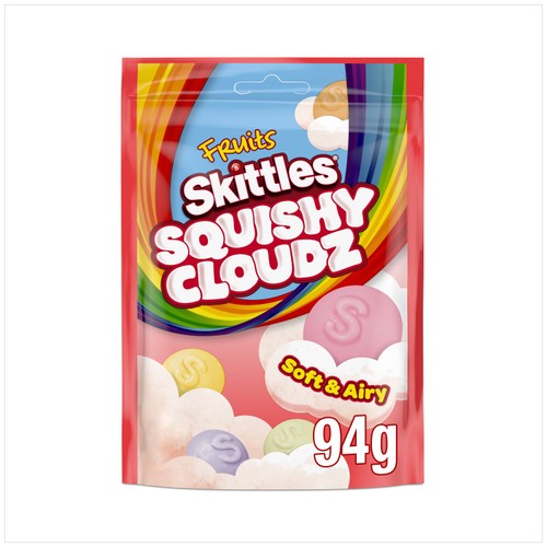 Skittles Squishy Cloudz Chewy Sweets Fruit Flavoured  Sweets Pouch Bag