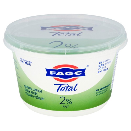 Fage Total 2% Fat Natural Low Fat Greek Recipe Strained Yoghurt 