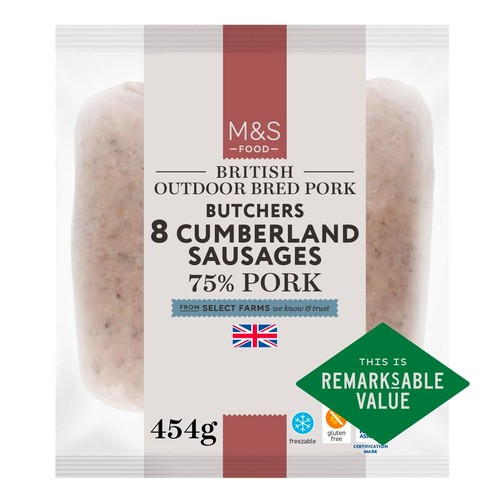 M&S Butchers 8 Cumberland Pork Sausages