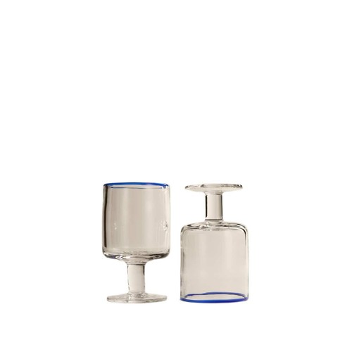 M&S Contrast Rim Wine Glasses, Blue