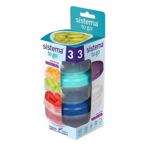 Sistema Mini Bites Snack Containers Seal-Tight Stackable 3 Pack