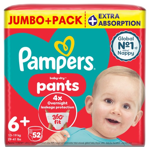 Pampers Baby-Dry Nappy Pants Size 6+ Extra Absorption Jumbo+ Pack