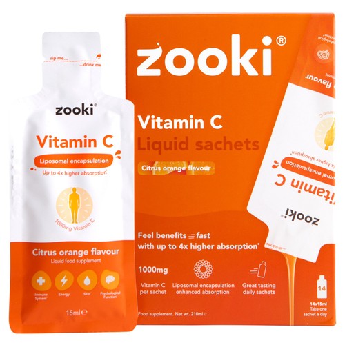 Zooki Liposomal Vitamin C 1,000mg, Citrus Orange Sachets
