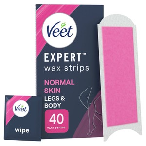 Veet Expert Wax Strips Legs Body Sensitive Hair Removal 40 Pack