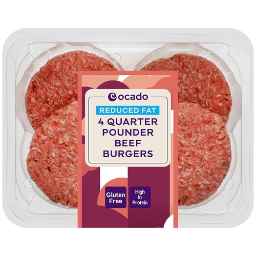 Ocado Reduced Fat Quarter Pounder Burgers