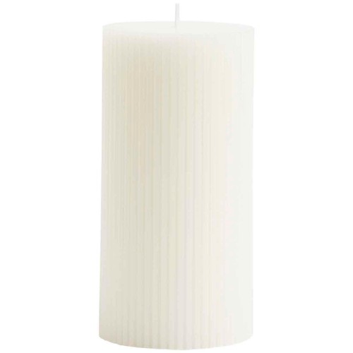 M&S Ridged Pillar Candle, White