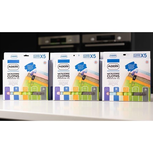 Addis Premium Multi-Purpose Microfibre Cleaning Cloth Set with room ID tags
