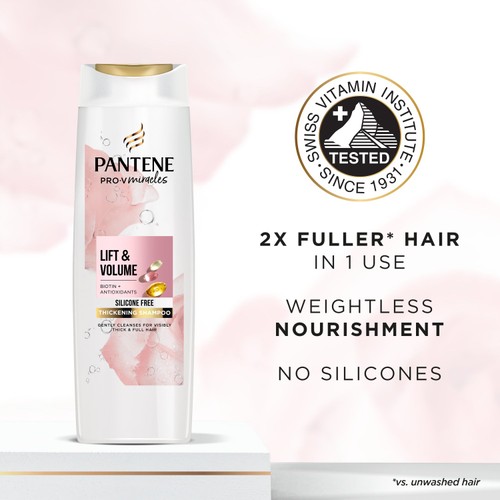Pantene Lift & Volume Shampoo, Biotin & Rose Water  
