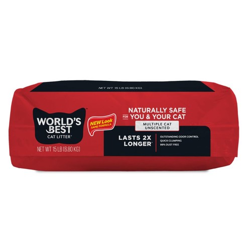 World's Best Multiple Cat Unscented Clumping Cat Litter
