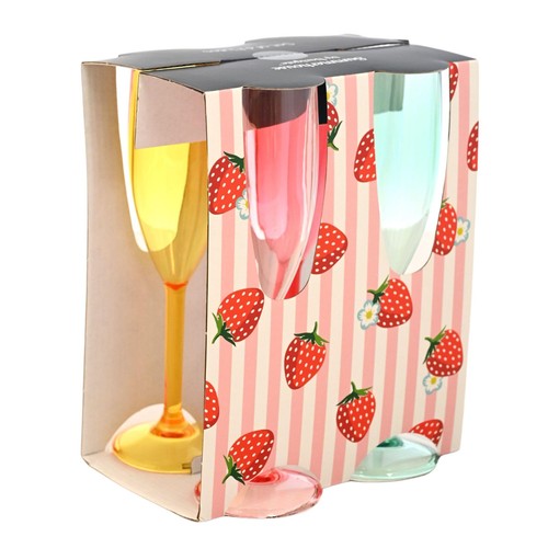 Summerhouse Strawberries & Cream Set of 4 Reusable Flutes