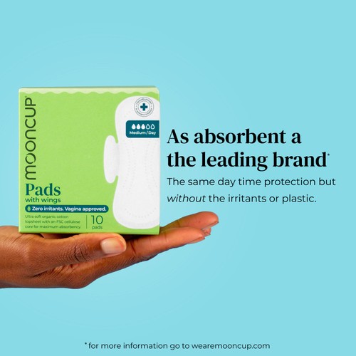 Mooncup Pads with Wings Medium Day, Zero Irritants, Vagina Approved
