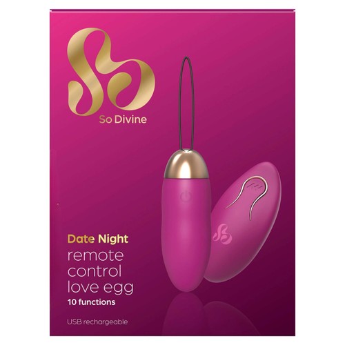 So Divine Date Night Rechargeable Remote Control Love Egg 10 Functions