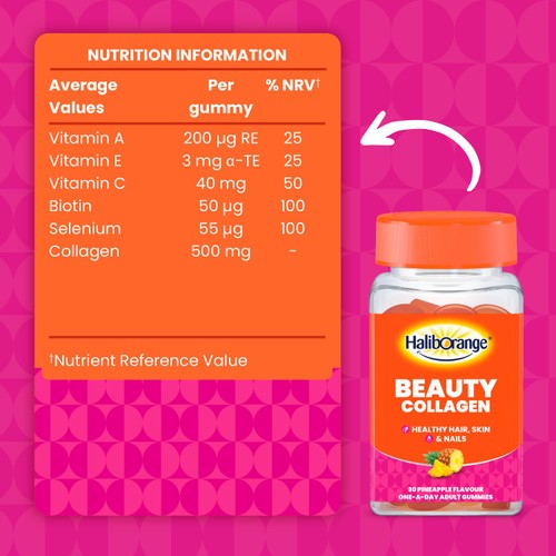 Haliborange Adult's Beauty Collagen Pineapple Gummies 