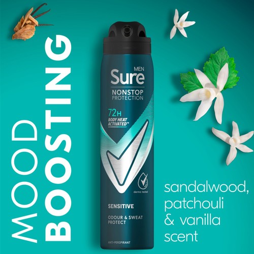 Sure Men 72hr Nonstop Protection Sensitive Antiperspirant Deodorant