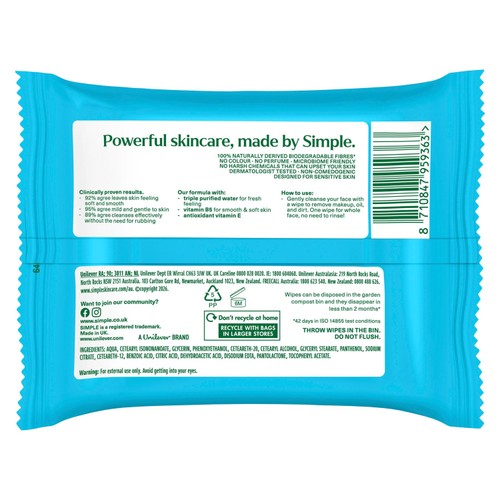 Simple Kind to Skin Micellar Biodegradable Cleansing Wipes