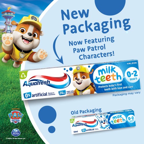 Aquafresh Kids Paw Patrol Milk Teeth Toothpaste 0-2 years 50ml