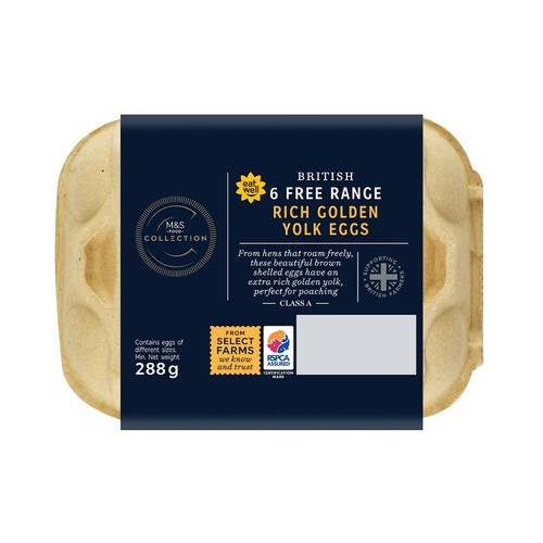 M&S Free Range 6 Golden Yolk Eggs