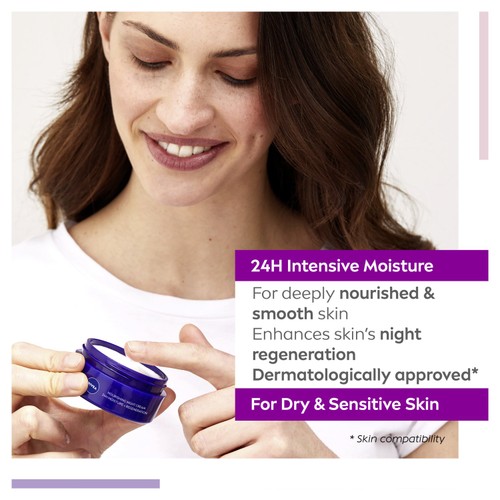 NIVEA Face Moisturiser Night Cream for Dry & Sensitive Skin 