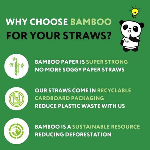 Cheeky Panda Striped Bamboo Paper Straws
