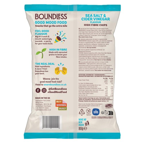 Boundless, Sea Salt and Cider Vinegar Chips, Sharing Bag