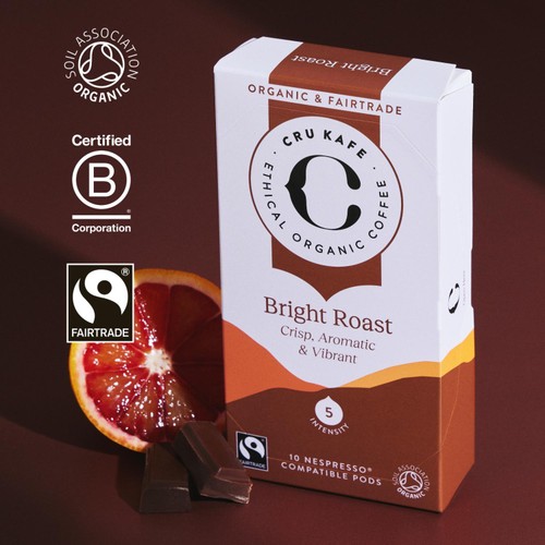 CRU Kafe Organic Fairtrade Bright Roast Pods 10s