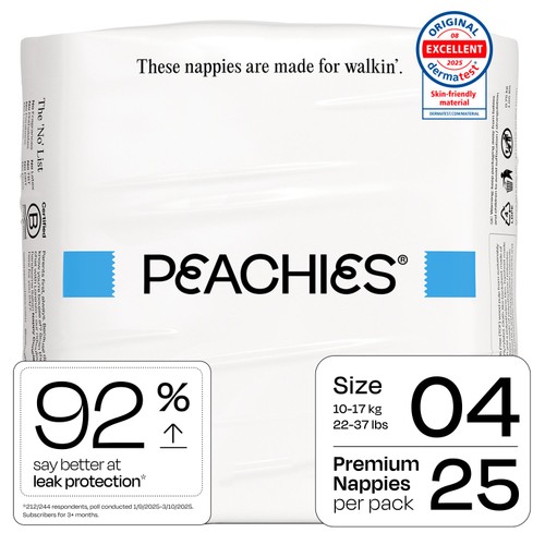 PEACHIES Premium Nappies Size 04 (10-17 kg), Single Pack