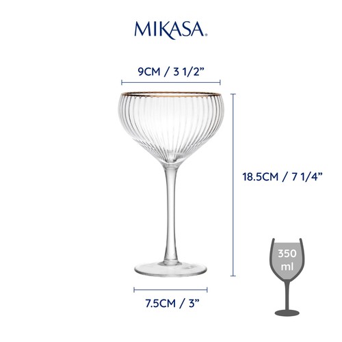 Mikasa Sorrento Champagne Coupe Glasses, 350ml