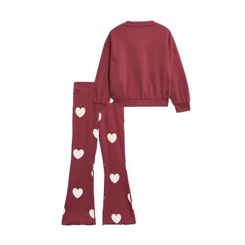 M&S Heart Kickflare Outfit, 4-5 Years, Dark Red