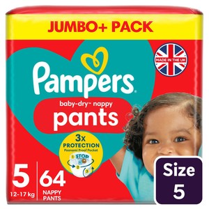 Pampers Baby Dry Nappy Pants Size 5 Jumbo+ 64 Pack