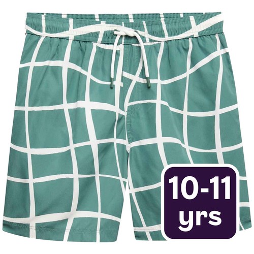 M&S Boys Patterned Swim Shorts, 10-11 Years, Green