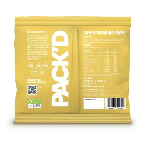 PACK'D Organic & Chopped Pineapple