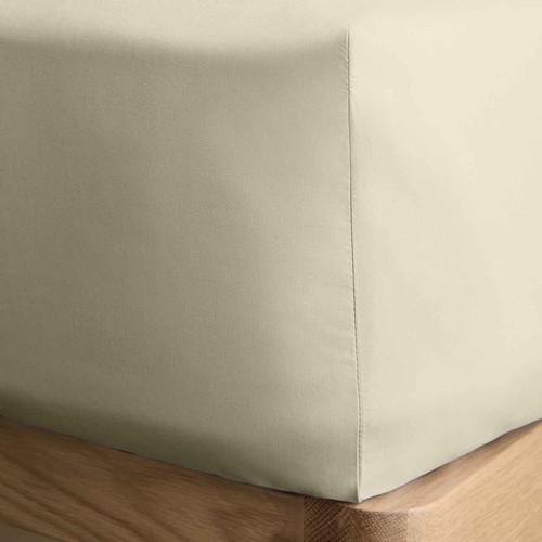M&S Cotton Rich Deep Fitted Sheet, Single, Light Cream