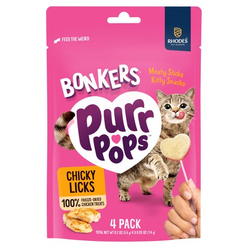 BONKERS Purrpops Freeze Dried Chicken Flavoured Lollipop Cat Treats