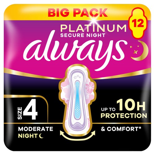 Always Platinum Secure Night Sanitary Towels Wings Size 4
