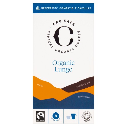 CRU Kafe Organic Fairtrade Lungo Pods 10s