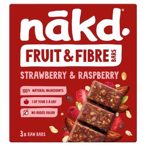 nakd. Fruit & Fibre Strawberry & Raspberry Bars