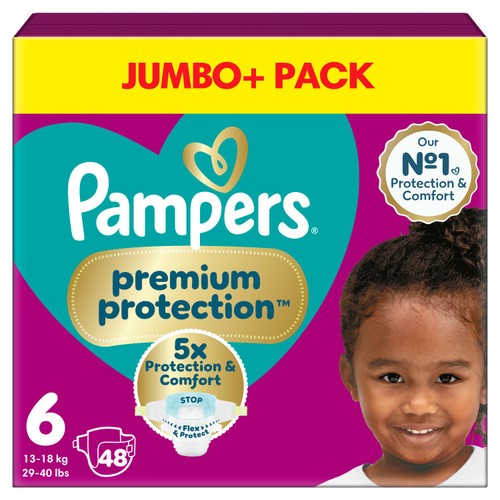 Pampers Premium Protection Nappies, Size 6 (13kg+) Jumbo+ Pack