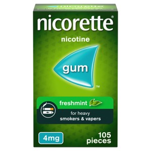 Nicorette Fresh Mint Chewing Gum, 4 mg, 105 Pieces (Stop Smoking Aid)