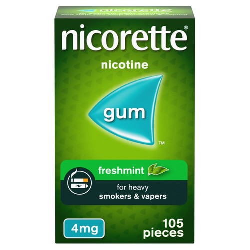 Nicorette Fresh Mint Chewing Gum, 4 mg, 105 Pieces (Stop Smoking Aid)