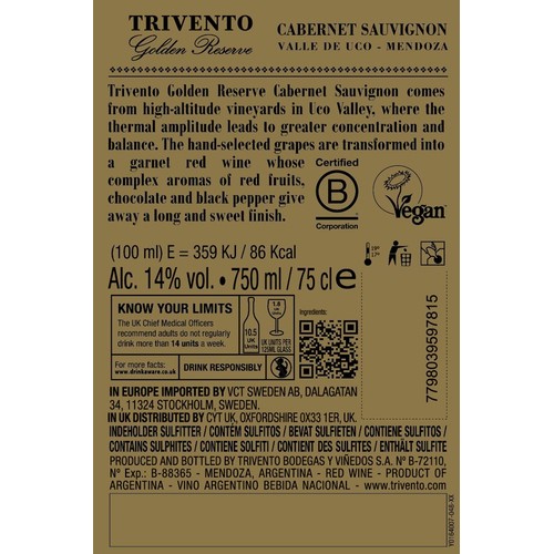 Trivento Golden Reserve Cabernet Sauvignon