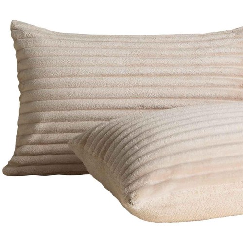 M&S Cloud Fleece Striped Bedding Set, Single, Neutral